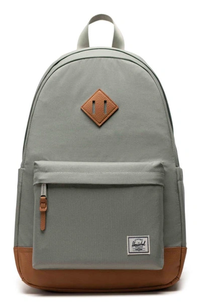 Shop Herschel Supply Co Heritage Recycled Polyester Backpack In Seagrass/ Natural/ White Stitc