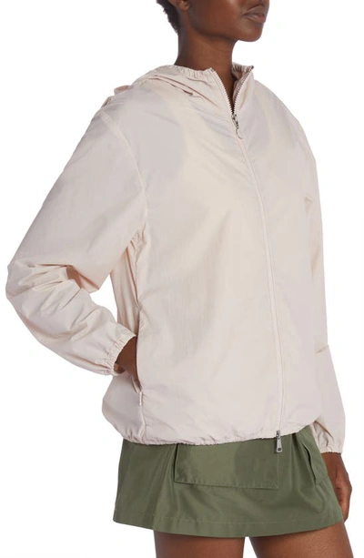 Shop Moncler Cassiopea Hooded Windbreaker Jacket In Silk White