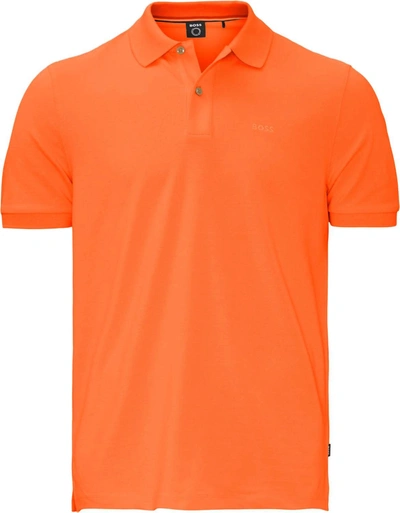 Shop Hugo Boss Men's Pallas Short Sleeve Cotton Polo Shirt In Orange