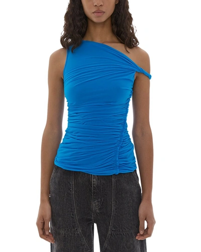 Shop Helmut Lang Fitted Twist Tank In Blue