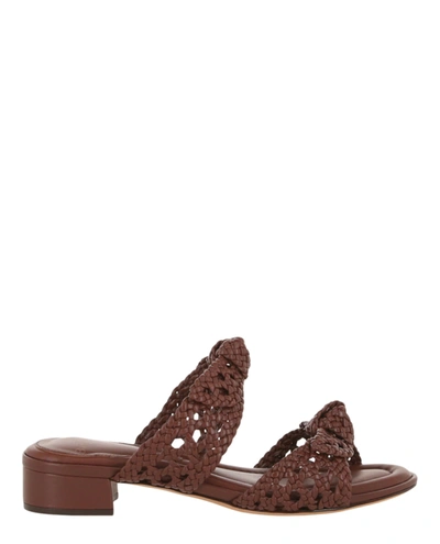 Shop Alexandre Birman Clarita Intreccio 30 Doppia Soletta Sandals In Brown