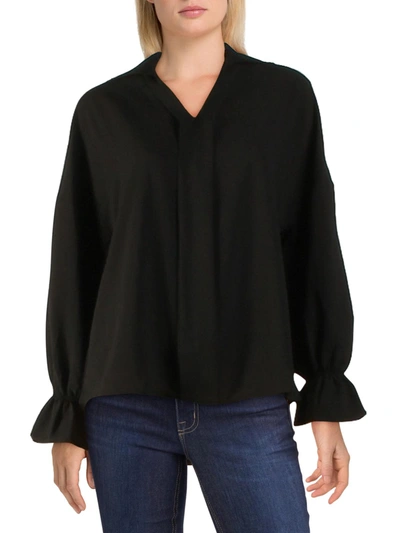 Shop Patrizia Luca Womens Bell Sleeve V-neck Blouse In Black