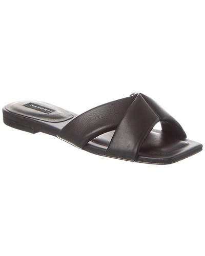 Shop Natori Vitta Leather Sandal In Black