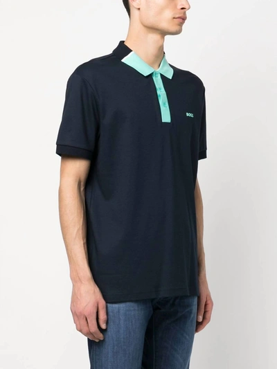 Shop Hugo Boss Cotton Polo Short Sleeve T-shirt In Navy Blue