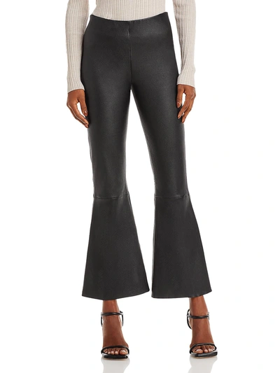 Shop By Malene Birger Evyline Womens Lambskin Leather High Rise Flared Pants In Black
