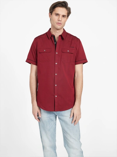 Shop Guess Factory Dane Textured Shirt In Red