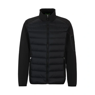Shop Hugo Boss Water-repellent Regular-fit Jacket With Partial Padding In Black