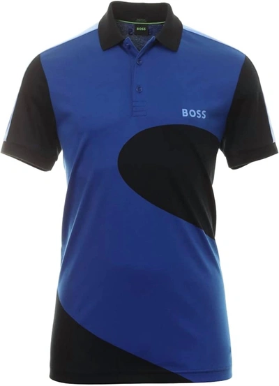 Shop Hugo Boss Men's Paddy 8 Geometric Print Short Sleeve Polo In Blue