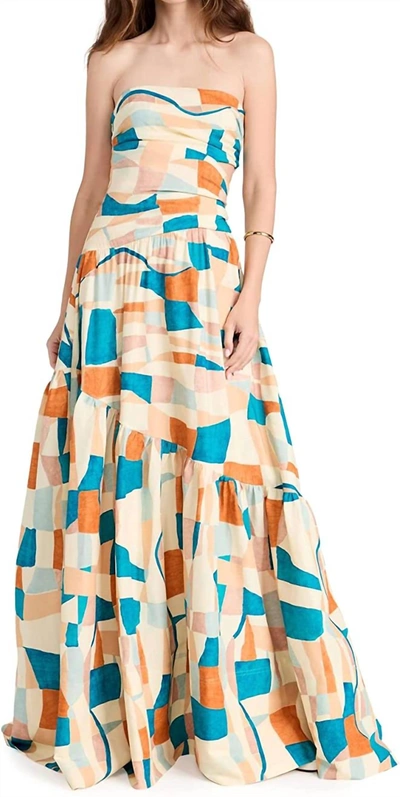 Shop A.l.c Lark Maxi Dress In Amalfi Blue/apricot Multi
