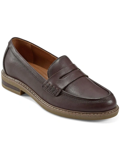 Shop Earth Javas Womens Leather Slip On Loafers In Brown