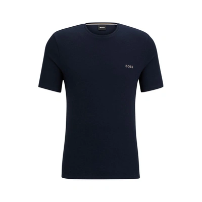 Shop Hugo Boss Pajama T-shirt With Embroidered Logo In Blue