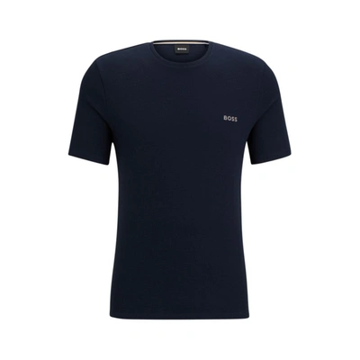 Hugo Boss Pajama T-shirt With Embroidered Logo In Blue
