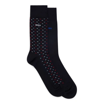 Shop Hugo Boss Two-pack Of Socks In A Cotton Blend In Blue