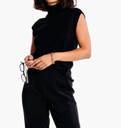 Shop Nic + Zoe Sleeveless Turtleneck Sweater Tee In Black Onyx