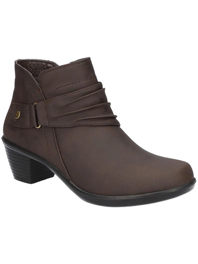 EASY STREET DAMITA WOMENS FAUX LEATHER RUCHED ANKLE BOOTS 
