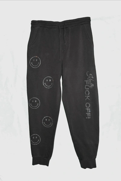 Shop Apl Athletic Propulsion Labs Kindly F Off Rhinestone Sweatpants In Grey