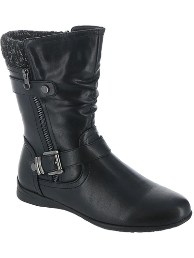 Shop Wanderlust Phyllis Womens Faux Leather Zip Up Mid-calf Boots In Black