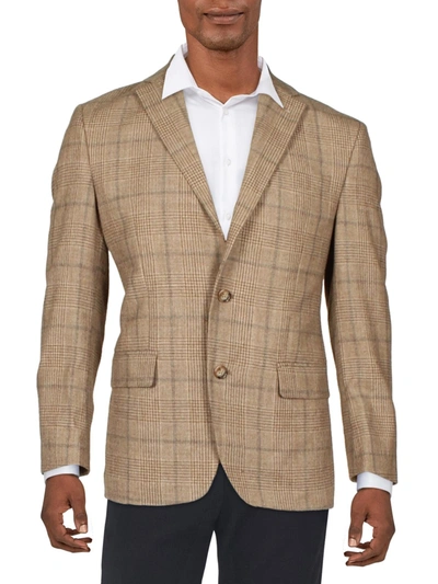 Shop Lauren Ralph Lauren Mens Classic Fit Plaid Suit Jacket In Beige