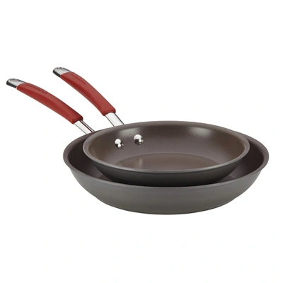 Shop Rachael Ray Cucina Hard Anodized Twin Pack Skillets Fry Pan Set, Red