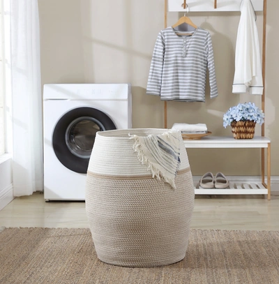 Shop Ornavo Home Extra Large Woven Cotton Rope Tall 25" Height Laundry Hamper Basket With Handles