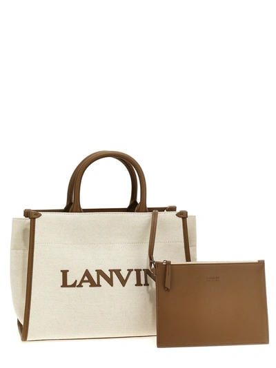 Shop Lanvin Logo Canvas Shopping Bag Tote Bag Beige