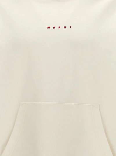 Shop Marni Logo Hoodie Sweatshirt White