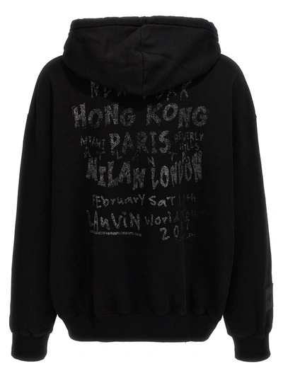 Shop Lanvin Printed Hoodie Sweatshirt Black