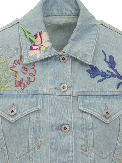 Shop Kenzo Drawn Flowers Jacket In Blue