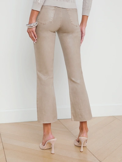 Shop L Agence Kendra Coated Cropped Flare Jean In Rye Coated