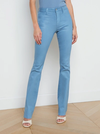Shop L Agence Ruth Coated Straight-leg Jean In Blue Mist Coated