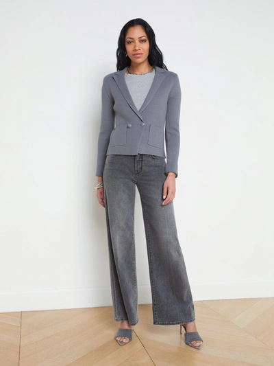 Shop L Agence Sofia Knit Blazer In Shadow Grey