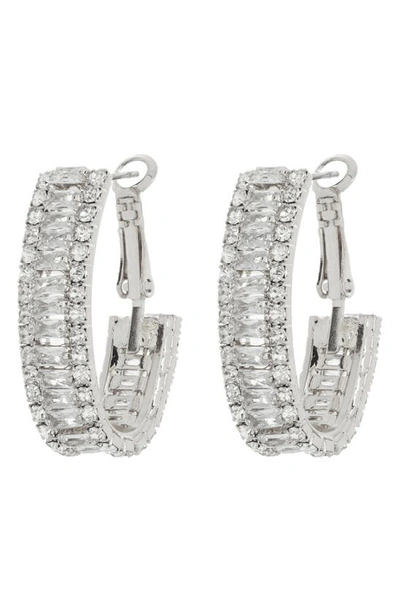Shop Tasha Cz Hoop Earrings In Silver