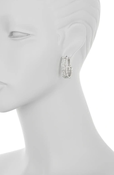 Shop Tasha Cz Hoop Earrings In Silver