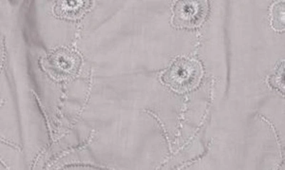 Shop Forgotten Grace Embroidered Split Neck Poplin Blouse In Light Gray