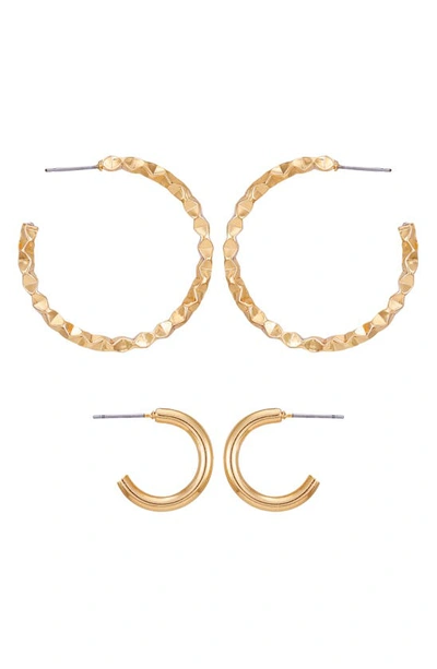 Shop Vince Camuto Set Of 2 Hoop Earrings In Gold