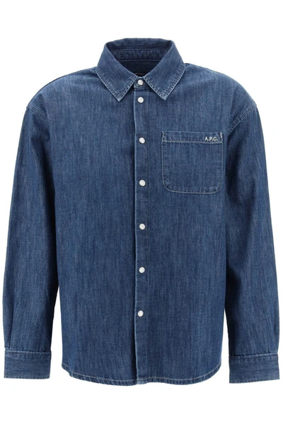 Shop Apc A.p.c. Denim Brodee Boyfriend Shirt In Blue