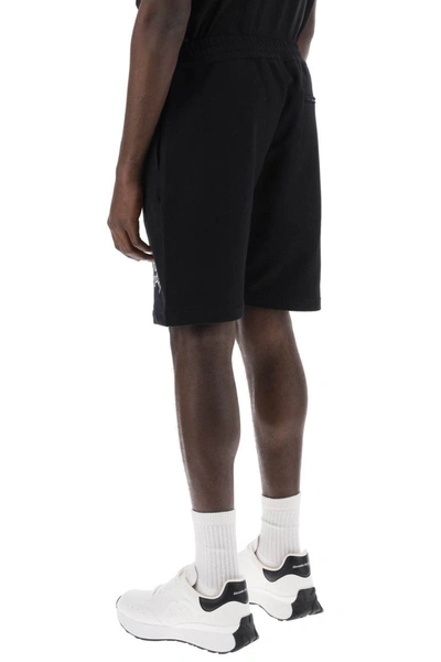 Shop Alexander Mcqueen Warped Logo Sweat Shorts In Black