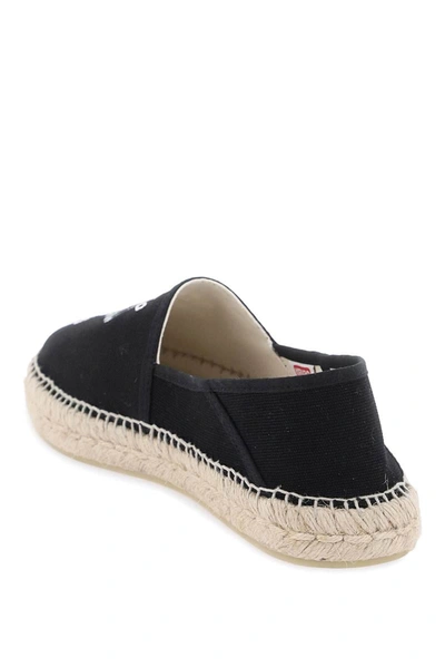 Shop Kenzo Canvas Espadrilles With Logo Embroidery In Black