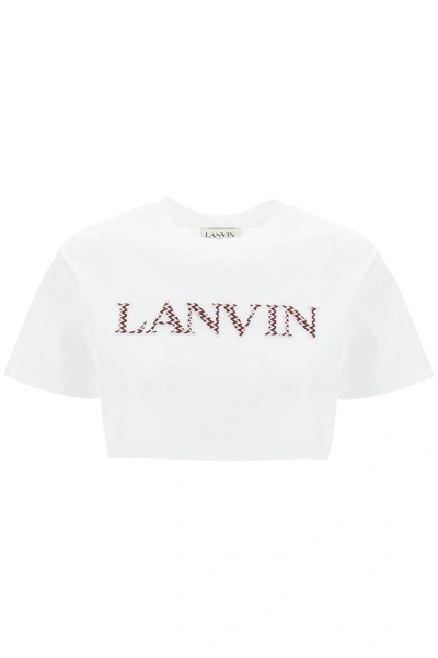 Shop Lanvin Curb Logo Cropped T-shirt In White