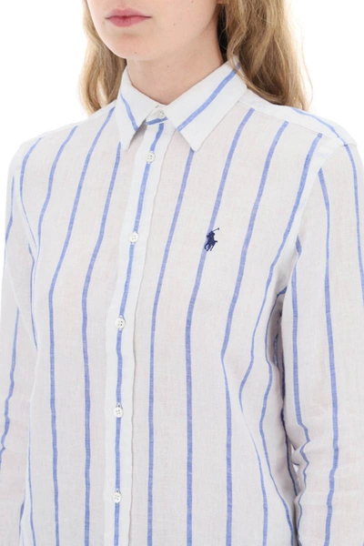 Shop Polo Ralph Lauren Striped Linen Shirt In Multicolor