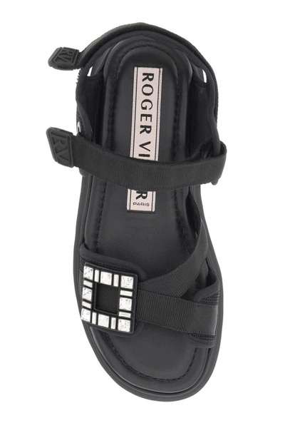 Shop Roger Vivier Viv' Go Thick Sandals In Black