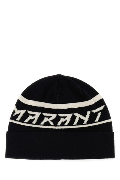 Shop Isabel Marant Man Black Cotton Blend Cliff Beanie Hat
