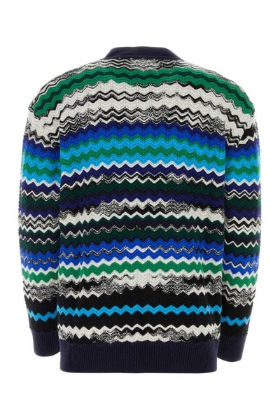 Shop Missoni Man Embroidered Stretch Wool Blend Cardigan In Multicolor