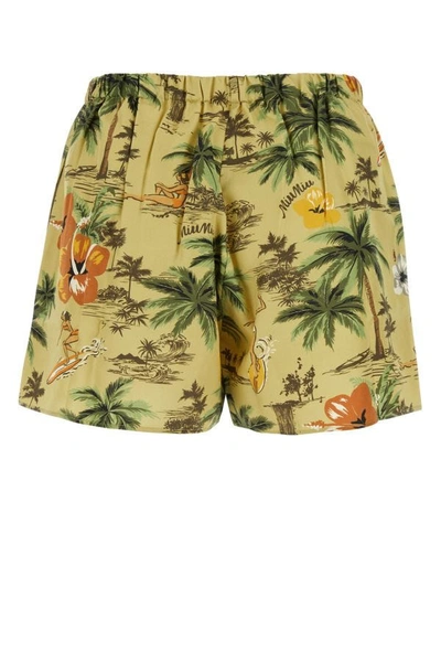 Shop Miu Miu Woman Printed Silk Shorts In Multicolor