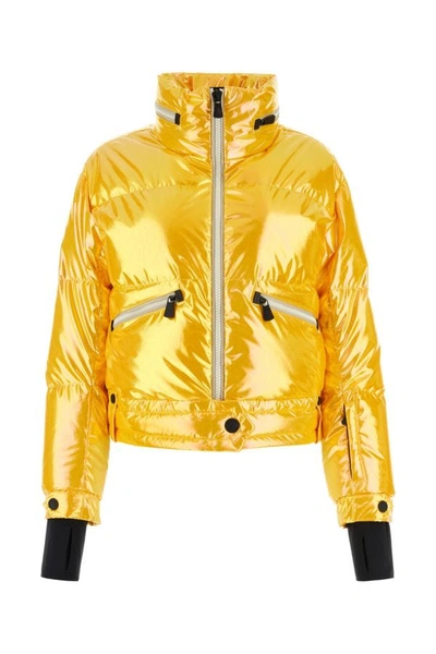 Shop Moncler Grenoble Woman Yellow Polyester Biche Down Jacket