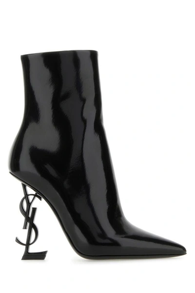 Shop Saint Laurent Woman Black Leather Opyum 110 Ankle Boots