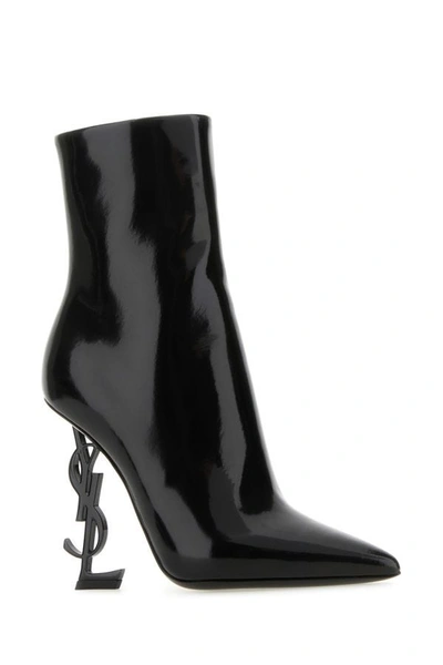 Shop Saint Laurent Woman Black Leather Opyum 110 Ankle Boots