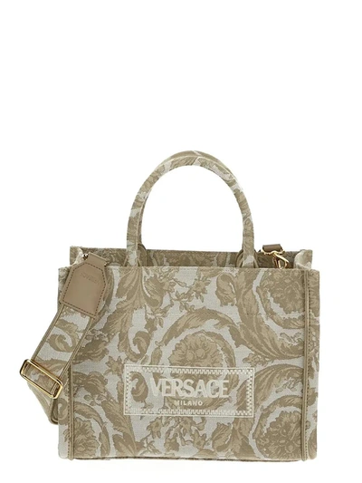 Shop Versace Baroque Bag In Beige