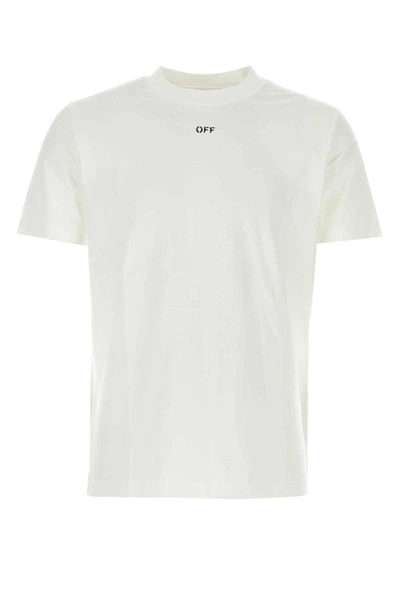 Shop Off-white Logo Printed Crewneck T-shirt In Bianco