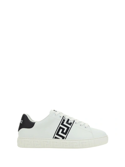 Shop Versace Low Top Sneakers In Bianco E Nero